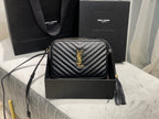 Quilted Leather Camera Bag with Gold-Tone Accents