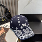 Embroidered Paisley Cotton Baseball Cap - Adjustable Streetwear Hat