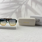 Geometric Gradient Sunglasses with Gold Accents for UV Protection