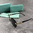 Rimless Gradient Sunglasses - Gold Metal Frame & UV Protection