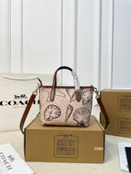 Mini Tote in Signature Canvas with Shell Print & Dog Charm