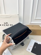 Utility Leather Messenger Bag – Black & Light Gray