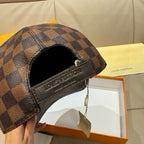 Classic Checkered Baseball Cap in Earth Tones