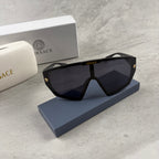Modern Oversized Shield Sunglasses - Black UV Protection Eyewear