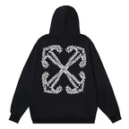 Off White Cotton Arrow Skate Hoodie
