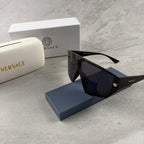Modern Oversized Shield Sunglasses - Black UV Protection Eyewear