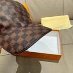 Classic Checkered Baseball Cap in Earth Tones