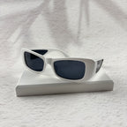 Modern Rectangular White Sunglasses - UV Protection Street Style