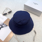 Navy Canvas Bucket Hat with Patch and Adjustable Strap