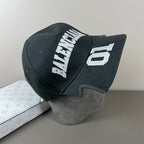 Charcoal cotton cap with varsity embroidery and sculpted brim