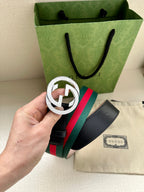 Green and Red Striped Belt Width 3.8cm
