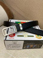 Black Leather Belt with Silver Buckle