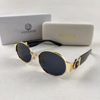 Oval Gold Frame Sunglasses - Premium Metal Designer Shades