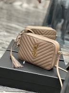 Quilted Leather Camera Bag with Tassel Detail