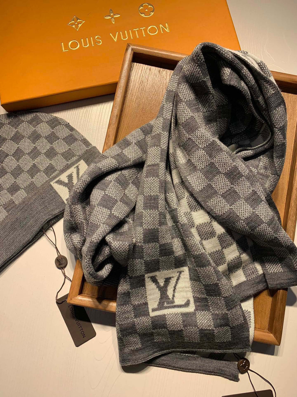L&V  Knit Beanie + Matching Scarf Set