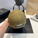 Minimalist Embroidered Cotton Baseball Cap - Khaki