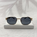 Gold Tone Geometric Sunglasses, UV Protection Men's Eyewear