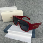 Bold Shield Sunglasses - Oversized Red Frame UV Protection Eyewear