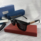 Classic Matte Black Polarized Sunglasses with Gold Accent Temples