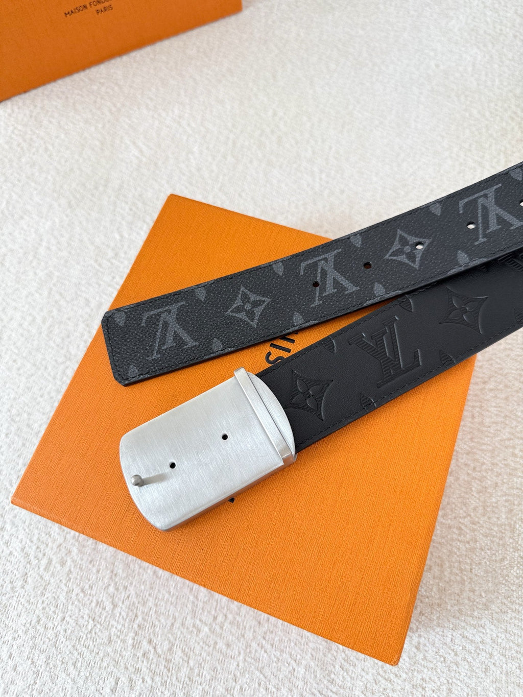 Modern Monogram Embossed Leather Belt | 3.8cm Width Men's Accessory