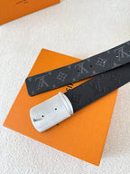 Modern Monogram Embossed Leather Belt | 3.8cm Width Men's Accessory