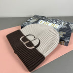 CD  Two-Tone Ribbed Knit Beanie Winter Headwear