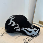 Streetwear Flame Embroidery Baseball Cap - Cotton Unisex Sun Hat