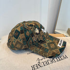 Vintage Distressed Pattern Baseball Cap, Structured Cotton Fit