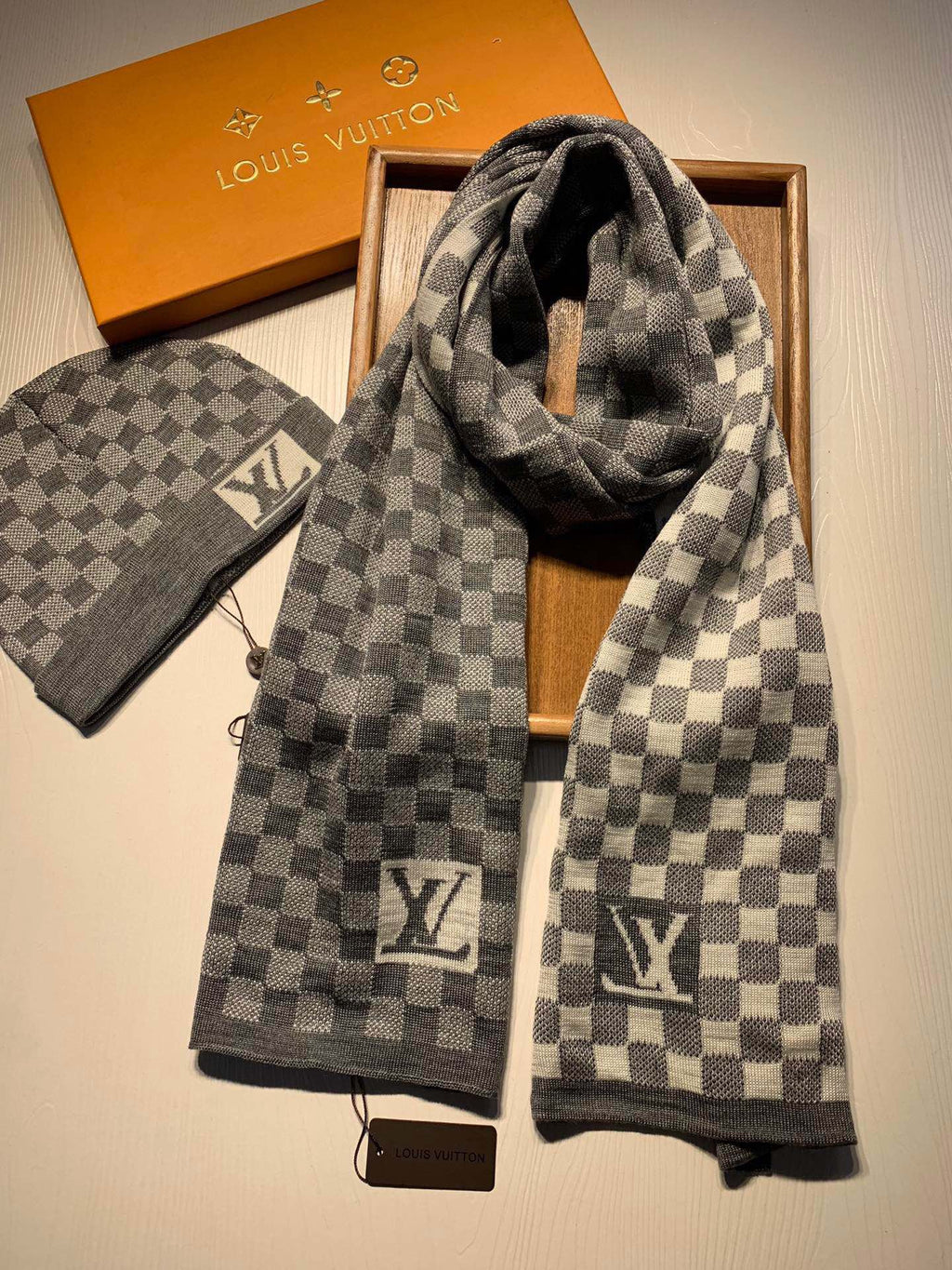 L&V  Knit Beanie + Matching Scarf Set