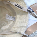 Ivory Quilted Bucket Hat with Frayed Brim and Woven Chin Strap