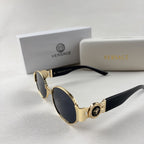 Oval Gold Frame Sunglasses - Premium Metal Designer Shades