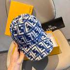 Double F Patterned Baseball Cap - Blue Denim Aesthetic