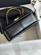 Classic Quilted Leather Handbag with Gold - Tone Hardware