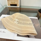 Chic Minimalist Summer Bucket Hat in Natural Beige