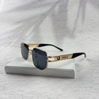 Gold Tone Geometric Sunglasses, UV Protection Men's Eyewear