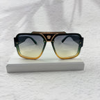 Geometric Gradient Sunglasses with Gold Accents for UV Protection