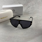 Modern Oversized Shield Sunglasses - Black UV Protection Eyewear