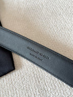 Black Leather Belt with Gold Buckle