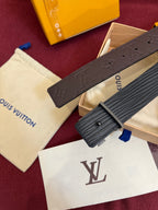 Embossed Leather Belt with Matte Metal Buckle - Classic Style