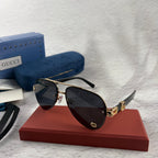 Modern Pilot Sunglasses with Gold Accents - UV400 Protection