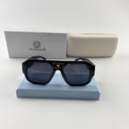 Premium Oversized Aviator Sunglasses - Gold Medusa Accent Black Frame