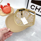 Beige monogram lace baseball cap with curved brim