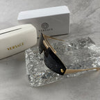 Modern Gold Metal Shield Sunglasses - Unisex UV Protection Eyewear