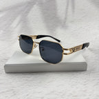 Gold Tone Geometric Sunglasses, UV Protection Men's Eyewear