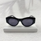 Classic Black Cat-Eye Sunglasses with Gold Baroque Temples