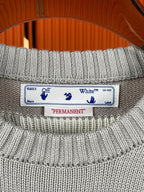 OFF WHITE Classic arrow pattern crew neck pullover knitted sweaters