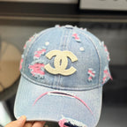 Distressed Denim Baseball Cap - Vintage Wash Summer Sun Hat