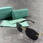 Rimless Gradient Sunglasses - Gold Metal Frame & UV Protection