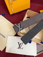 Embossed Leather Belt with Matte Metal Buckle - Classic Style