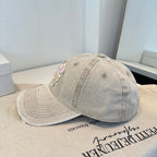 Vintage Distressed Baseball Cap – Embroidered Cotton Sun Hat
